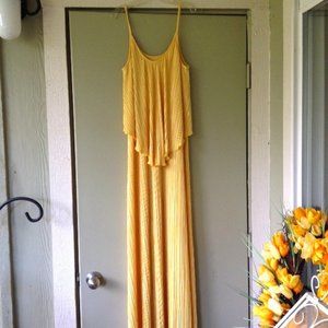 Alexis Maxi Dress Spaghetti Straps Flounce Ruffle Top Yellow Sze 0X(Plus) 14